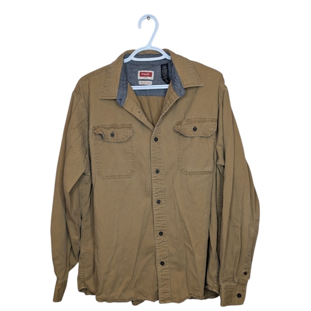 Wrangler Flex For Comfort Camel Button Down Work Shirt Mens Large